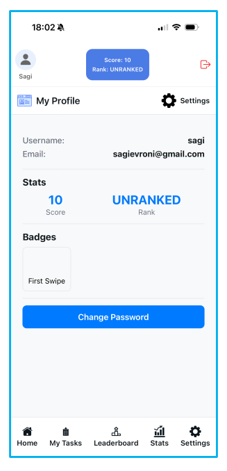 Profile screen
